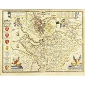 ANTIQUE HAND COLOURED MAP OF CHESTER BY JOHN SPEEDE, 15 ¼” x 20” (38.7cm x 50.8cm)