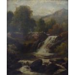 T S BARBER (NINETEENTH CENTURY) OIL ON CANVAS Highland waterfall Signed, faintly 11 ½” x 9 ½” (29.