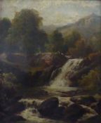 T S BARBER (NINETEENTH CENTURY) OIL ON CANVAS Highland waterfall Signed, faintly 11 ½” x 9 ½” (29.