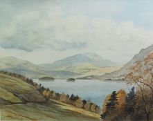 MARY COBLEY (Devon) WATERCOLOUR DRAWING Derwentwater towards Skiddaw Signed and dated (19)'80