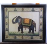 UNATTRIBUTED (MODERN INDIAN SCHOOL) GOUACHE PAINTING ON FABRIC Ceremonial Elephant 20” x 24” (50.8cm