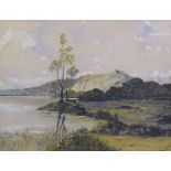 UNATTRIBUTED (EARLY TWENTIETH CENTURY) WATERCOLOUR Lake scene with hills in the distance