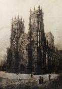 CHARLES BIRD (act, 1892-1907) ETCHING ‘York Minster, West Front’ Monogrammed in the plate 25 ½” x 17