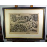 WALTER DENDY SADLER FIVE ARTIST AND ENGRAVER SIGNED ETCHINGS INCLUDING: Uninvited Guests THREE