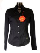 VIVIENNE WESTWOOD RED LABEL: As new black cotton dress shirt with triple button collar, size 40