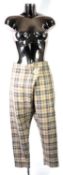 VIVIENNE WESTWOOD ANGLOMANIA: Pair of Burberry tartan woolen trousers with adjustable waist, size 10