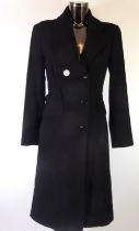 VIVIENNE WESTWOOD RED LABEL: Black coarse weave lamb's wool and elastane blend ¾ length coat, size