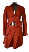 VIVIENNE WESTWOOD RED LABEL: Russet or terracotta lambswool and angora skirt suit with layer