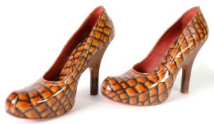 VIVIENNE WESTWOOD: Pair of faux crocodile skin ghillie heels, numbered 137 to the sole, size 38