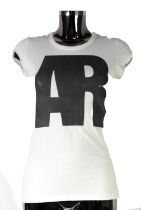 VIVIENNE WESTWOOD WORLD'S END: AR white cotton cut-sleeve punk t-shirt, probably with reference to