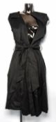 VIVIENNE WESTWOOD RED LABEL: Black cotton/silk blend wrap-dress with pleated lapels and single
