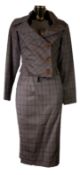 VIVIENNE WESTWOOD RED LABEL: Mid length grey with blue and red check plaid skirt suit, size 40 [2]