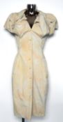 VIVIENNE WESTWOOD: Mottled gold and grey cotton/elastane blend bouffant button-down dress with