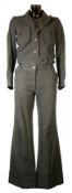 VIVIENNE WESTWOOD RED LABEL: Olive green military trouser suit with ¼ length three button cotton