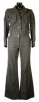 VIVIENNE WESTWOOD RED LABEL: Olive green military trouser suit with ¼ length three button cotton