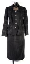 VIVIENNE WESTWOOD RED LABEL: Black dine pin-chequed skirt suit, the jacket with waistcoat panel to