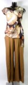 VIVIENNE WESTWOOD: Pair of high waisted cotton and silk blend beige flared trousers, together with