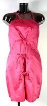 VIVIENNE WESTWOOD RED LABEL: Fuchsia ribbon tied party dress with side zip, size 44