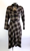 VIVIENNE WESTWOOD ANGLOMANIA: Brown and green tartan mid-flare skirt suit, size 40 [2]