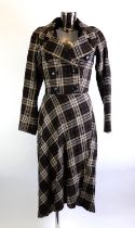 VIVIENNE WESTWOOD ANGLOMANIA: Brown and green tartan mid-flare skirt suit, size 40 [2]