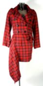 VIVIENNE WESTWOOD ANGLOMANIA: Red and black tartan wool/cotton blend skirt suit, with double