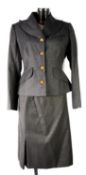 VIVIENNE WESTWOOD RED LABEL: Milan grey wool skirt suite with four button short collar jacket and
