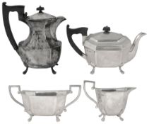 A George VI silver four piece tea service