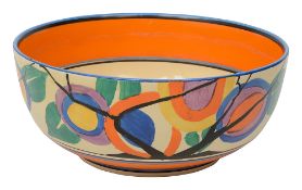 A Clarice Cliff bowl decorated with 'Circle Tree' design