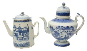A Chinese Export porcelain tea pot with another Chinese Export example
