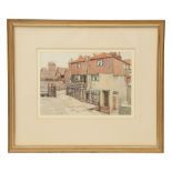 Edward Leslie Badham watercolour street scene, with four further watercolours