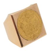 A gold mounted Austrian one ducat ring