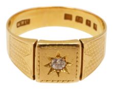 An 18ct yellow gold and diamond signet ring
