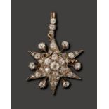 A Victorian diamond-set star brooch/pendant