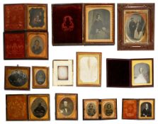 A collection of Victorian daguerreotype and ambrotype photographs