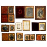 A collection of Victorian daguerreotype and ambrotype photographs