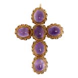 An amethyst and 9ct yellow gold Latin cross