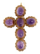 An amethyst and 9ct yellow gold Latin cross
