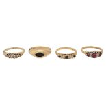 Four gem set rings