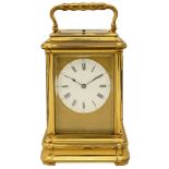 Alate 19th century French giant sized gilt repeater carriage clock by Drocourt