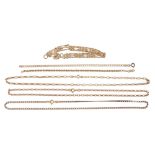 Three 9ct yellow gold necklaces and three 9ct yellow gold bracelets