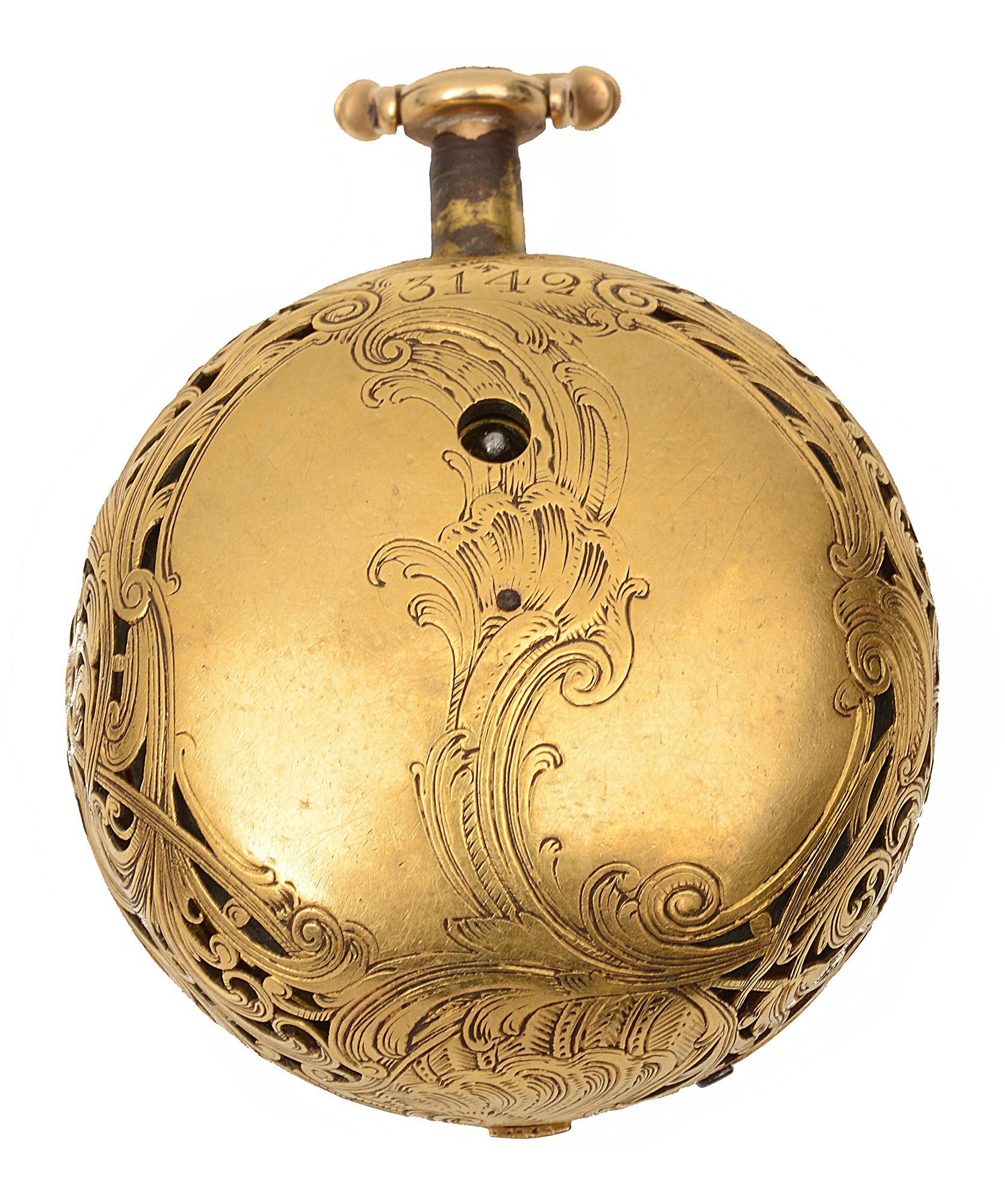 A mid 18th century gold pair case quarter repeating verge fusee pocket watch by William Burton - Image 4 of 7