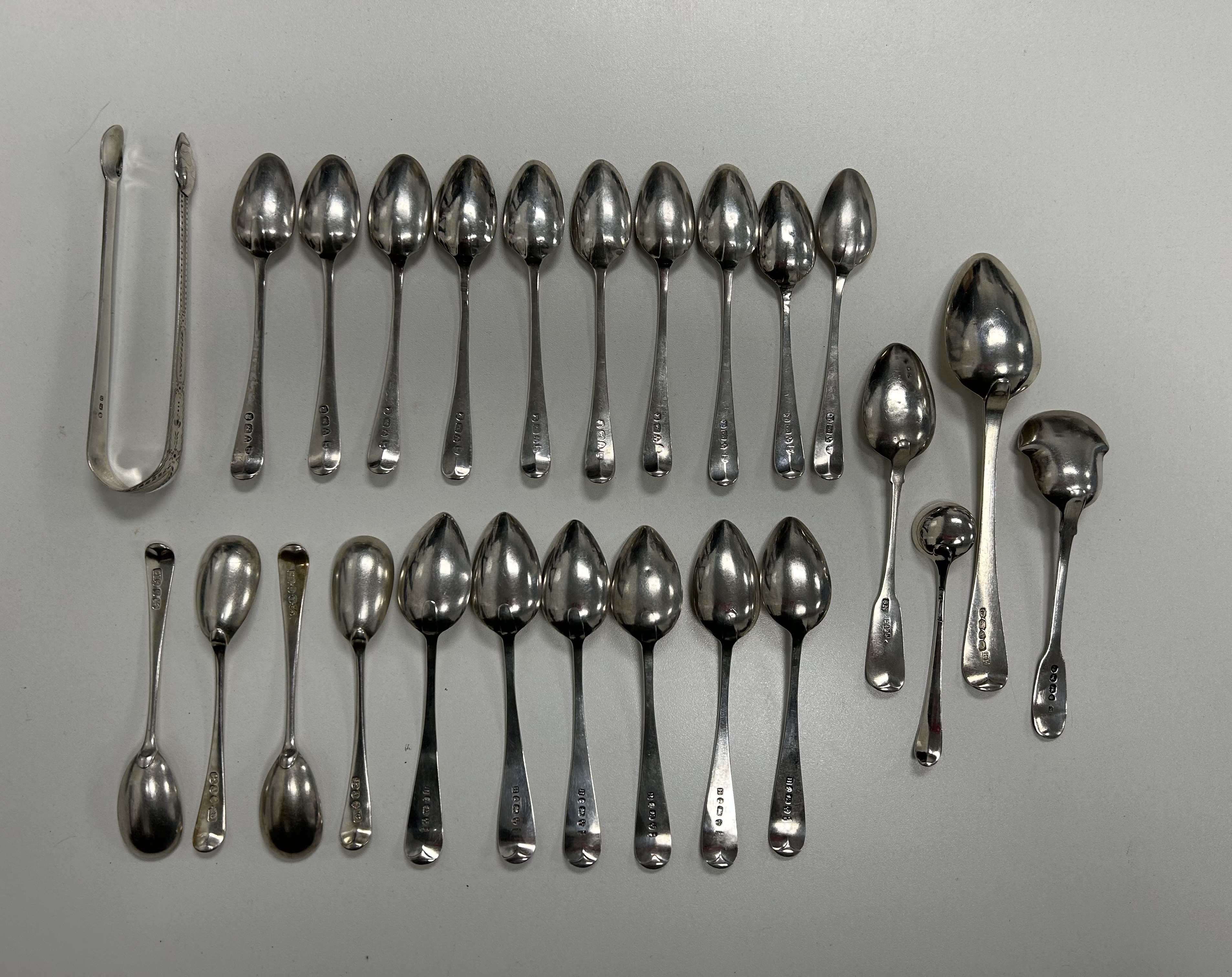 Two sets of George III provincial Old English pattern teaspoons and other silver - Image 2 of 2