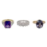 Three gem-set rings