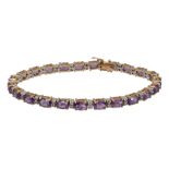 An amethyst and diamond-set flexible line bracelet