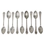 A set of nine modern silver Louis Seize pattern grapefruit spoons