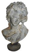 A cast iron bust of a nymph, 19th century