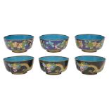 Six early 20th century Chinese cloisonne bowls