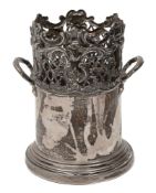 An Edwardian silver bottle stand