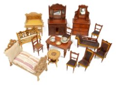 A collection of Edwardian dolls house furniture