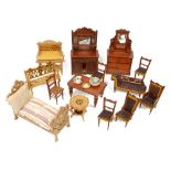 A collection of Edwardian dolls house furniture